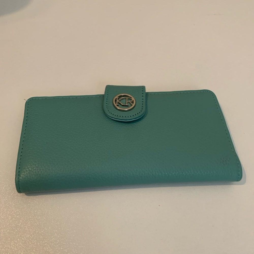 Kim Rogers Elegant Leather Teal Women's Wallet Checkbook credit card Holder